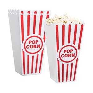 Novelty Place Plastic Red White Striped Classic Popcorn Containers For Movie Night